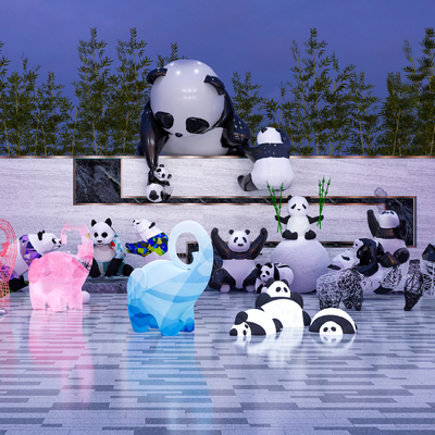 Modern Panda Sculpture