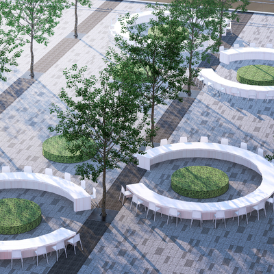 Modern outdoor landscape seating