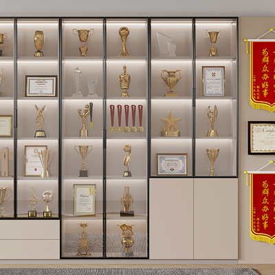 Trophy Medal Honor Certificate Banner Honor Cabinet