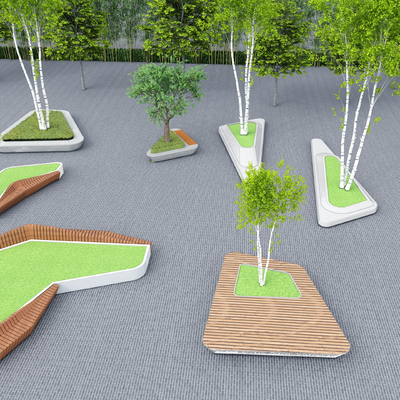 Modern special-shaped tree pool public seat