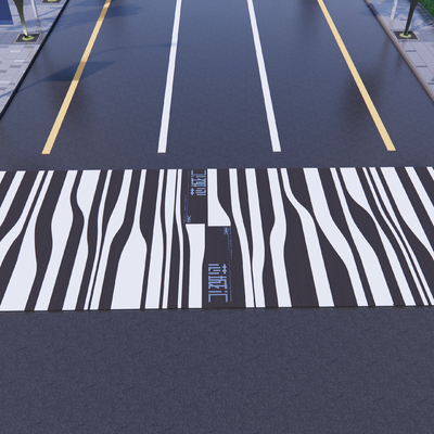 Modern municipal road marking pavement zebra crossing