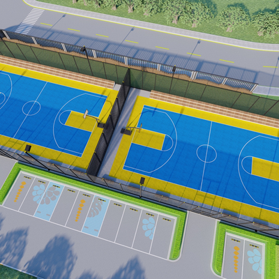 modern basketball court