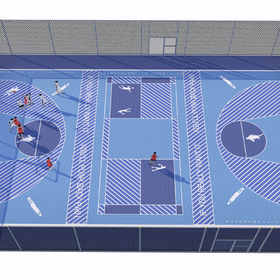 Modern outdoor basketball court plastic field