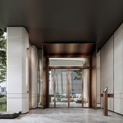 Modern hotel entrance lobby