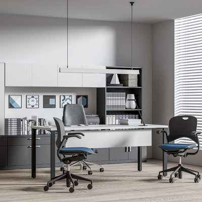 Herman Miller Office Desk and Chair Filing Cabinet