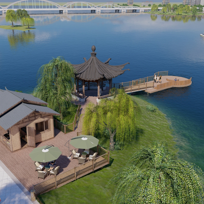 New Chinese-style Octagonal Pavilion Cruise Pier