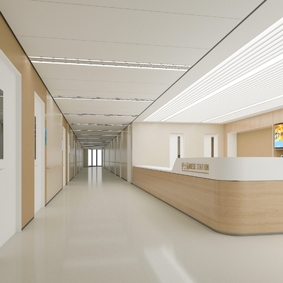 Hospital corridor nurse station