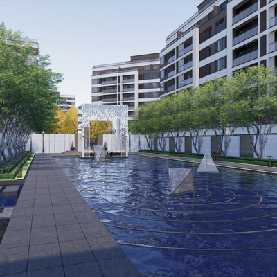 Waterscape of Modern Residential District