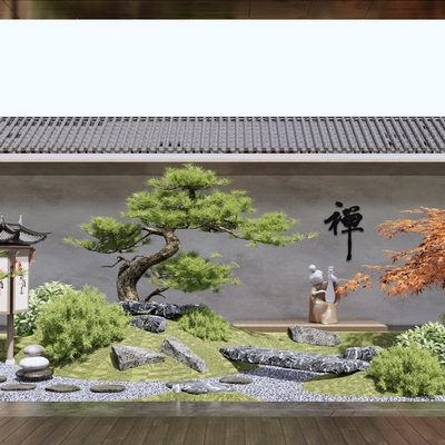 Japanese-style dry landscape courtyard