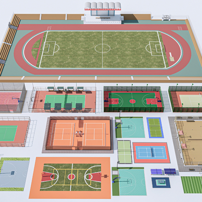 football field basketball court volleyball court