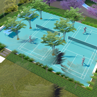 modern tennis court