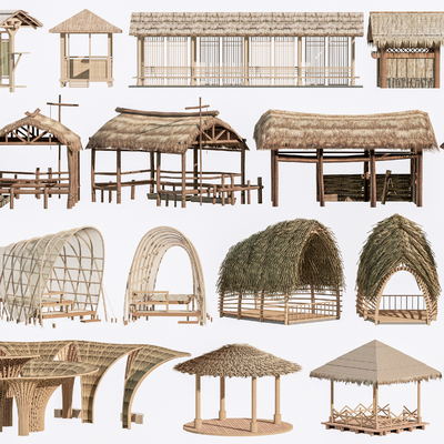 Southeast Asia Thatched Cabins