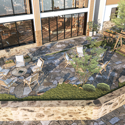 Modern Bookstore Courtyard