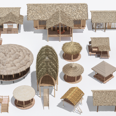 Southeast Asia Thatched Cabins