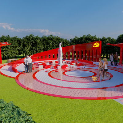 Sculpture sketch of modern red culture square