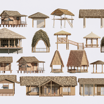 Southeast Asia Thatched Cabins