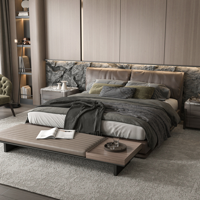 Minotti leather double bed