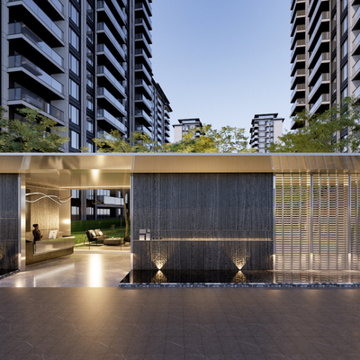 Entrance of modern residential quarters