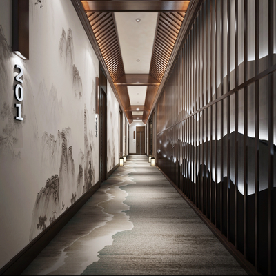 New Chinese Hotel Corridor