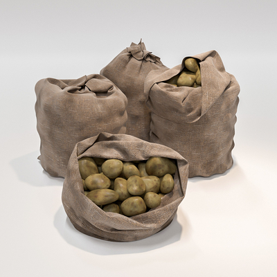 Sacks of potatoes, agricultural products, vegetables