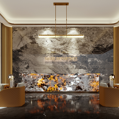 Hotel lobby luxury stone front desk transparent stone