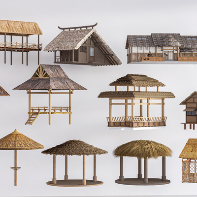 Chinese-style cabin thatched cottage thatched pavilion