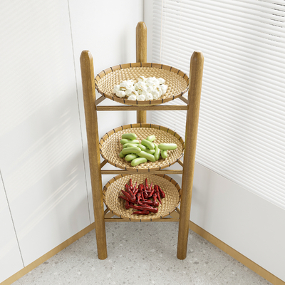 Chinese-style Storage Rack Shelf Bamboo Sieve