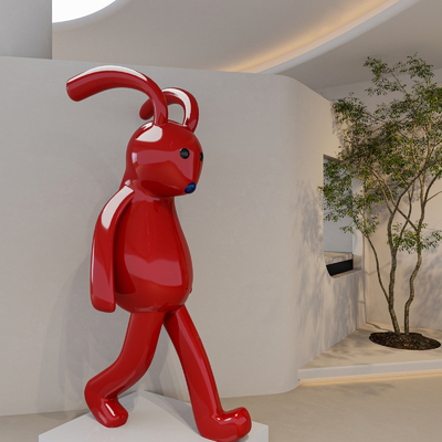 Red Rabbit Art Toy Sculpture