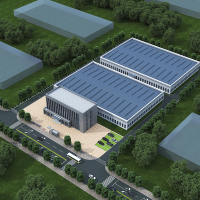 Bird's-eye view of modern factory building