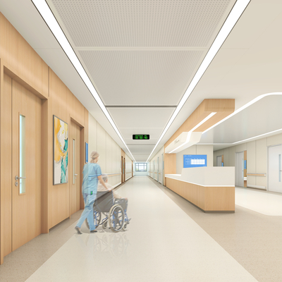 Hospital corridor nurse station