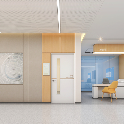 Hospital corridor nurse station