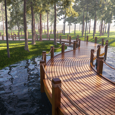 Landscape boardwalk promenade