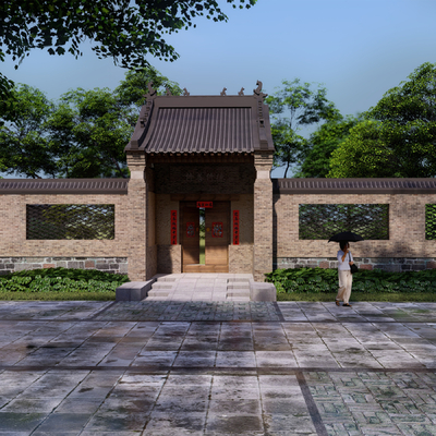 New Chinese Rural Entrance Gate