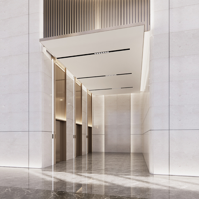 Office lobby elevator hall