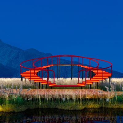 Paddy field steps viewing platform