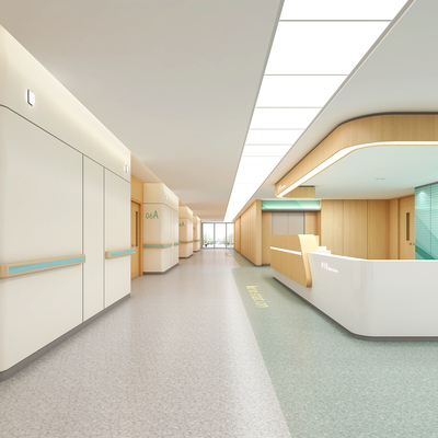 Modern Hospital Ward Corridor Nurse Station