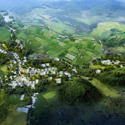 Bird's-eye view of village planning