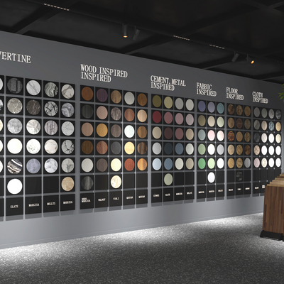 Color plate display wall material display area