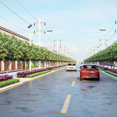 Street landscape of rural road