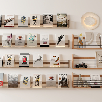 Wall-mounted bookshelf magazine rack