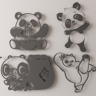 Cartoon wall ornaments hanging panda image