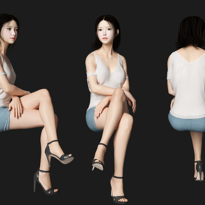 Beautiful woman figure sitting posture figure