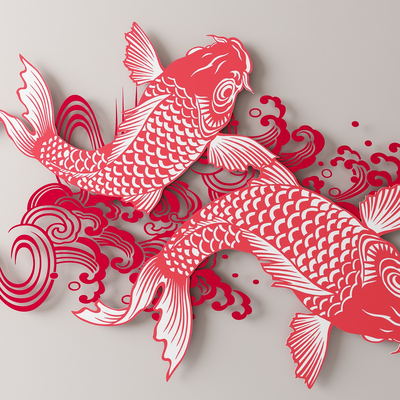 Wall decoration pendant carp paper-cut