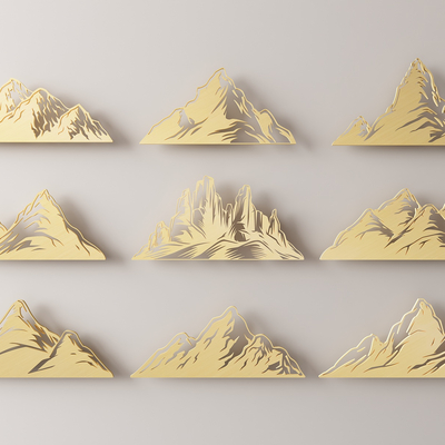 Rockery silhouette wall decoration mountain icon