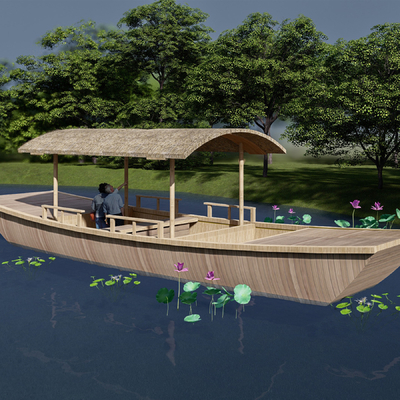 Neo-Chinese Style Casual Wooden Boat