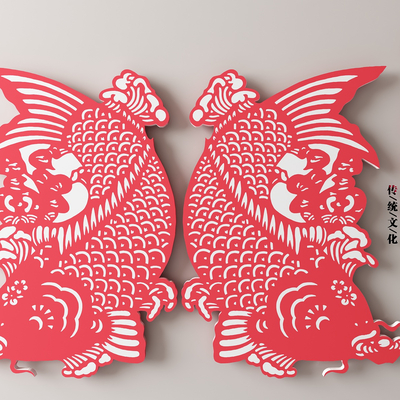 Wall decoration pendant carp paper-cut