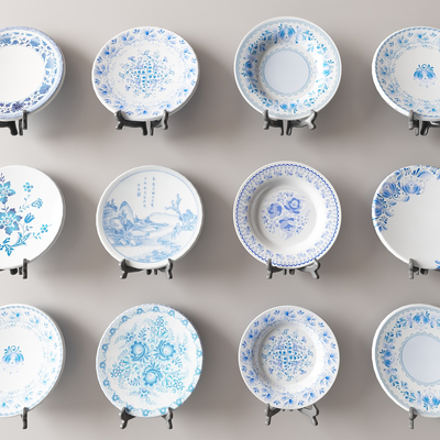 New Chinese blue and white porcelain plate