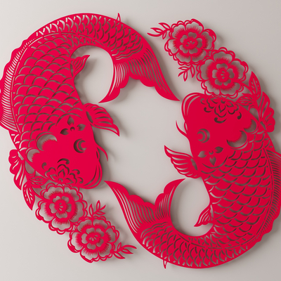 Wall decoration pendant carp paper-cut