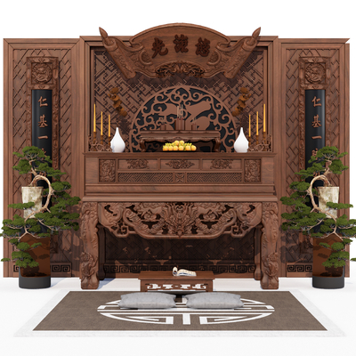 Chinese-style Solid Wood Buddha Niches