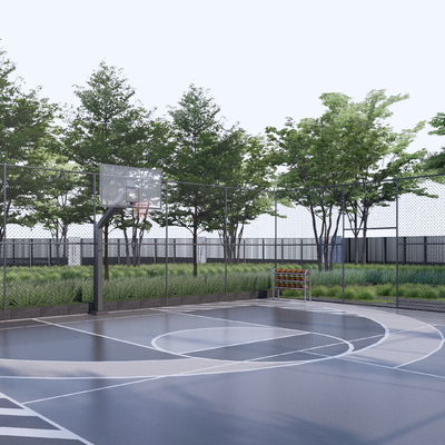 Outdoor basketball court plastic field